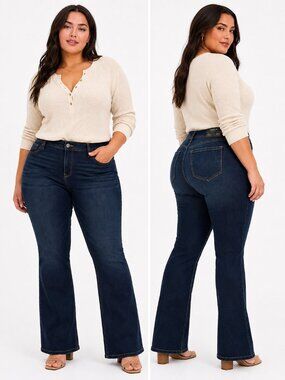 Torrid Luxe Rainstorm Wash Mid-Rise Slim Boot Denim Jeans Womens 24T Tall